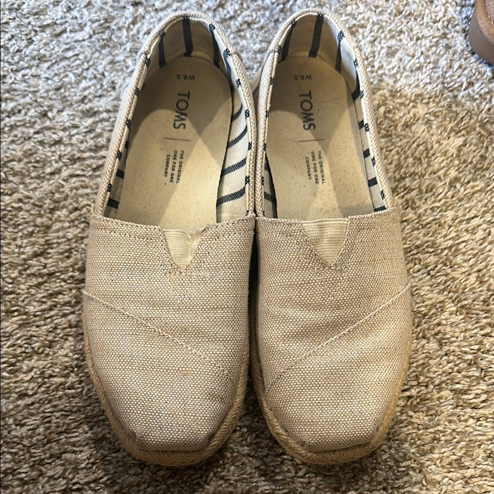 TOMS Beige Canvas Slip-Ons